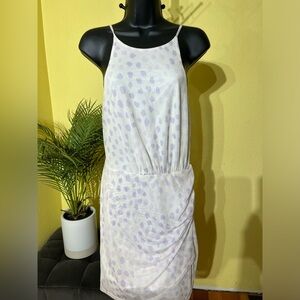 BCBG strapless dress in purple animal print